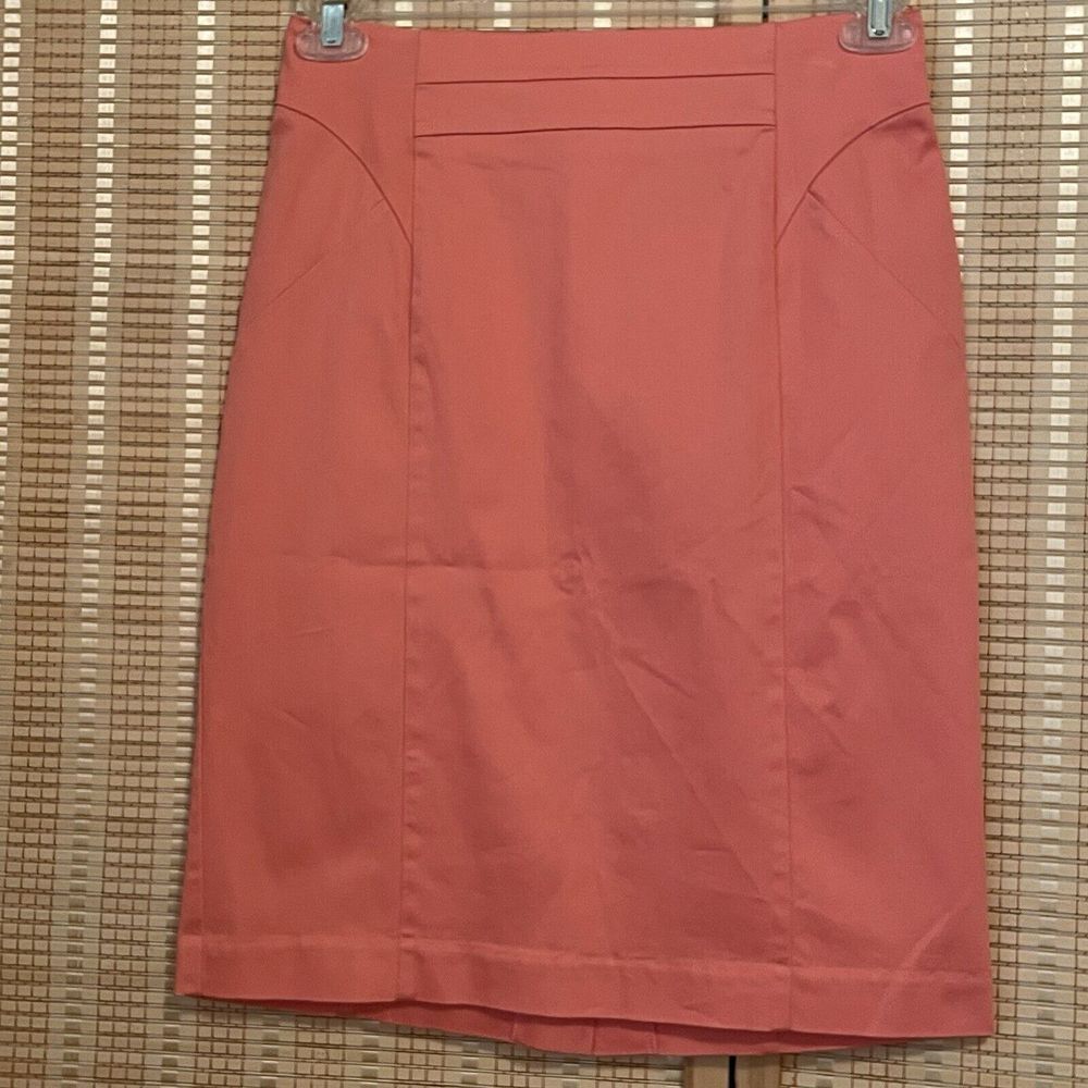 Worthington Women's Hot‎ Coral Orange Straight Pencil Skirt Size 6 Zipper Slit